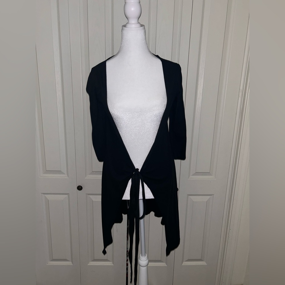 Black tie around cardigan